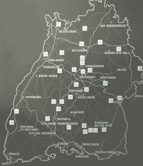 Karte von Baden-Württemberg mit Kelten-Orten