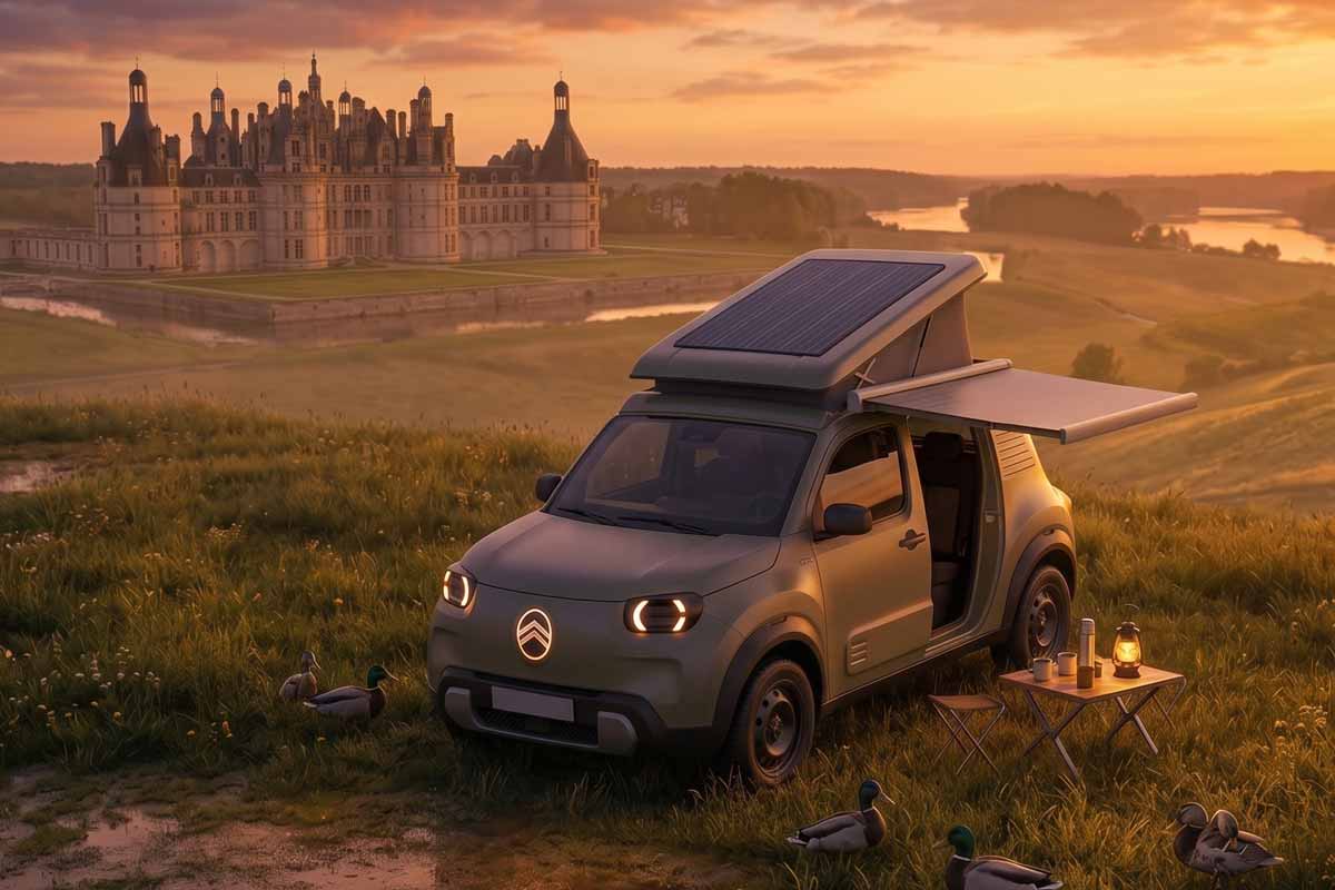 Vision eines Citroen 2CV als Minicamper im Loiretal