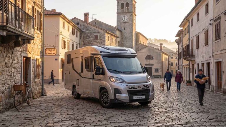 Adria Compact DL in slowenischer Kleinstadt