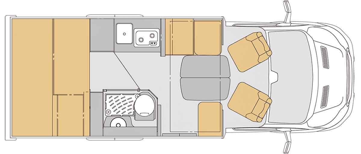 Grundriss Teilintegrierter mit Querbett